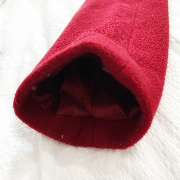 PAUL COSTELLOE BLACK LABEL RED WOOL BLEND DOUBLE BREASTED FELT PEAK LAPEL COAT - Picture 10 of 12